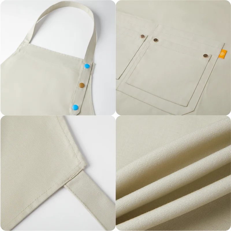 Tabliers de cuisine avec deux poches à main, impression gratuite, vêtements de chef cuisinier, personnalisation en gros