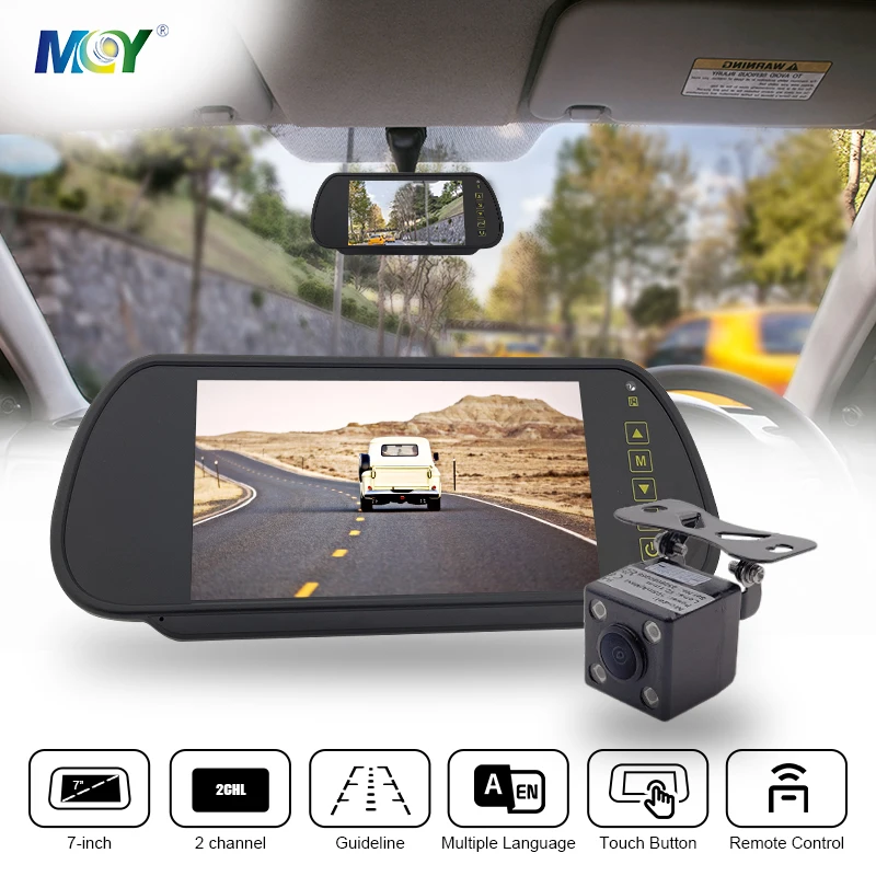 7 Inch Clip on Rearview Mirror Monitor 12V/24V Reversing 4PIN Backup Camera For Car Caravan Van