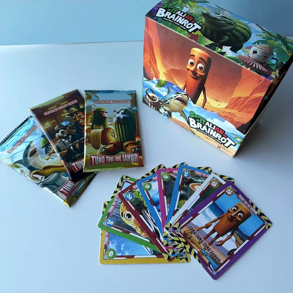 

Collection Cards Italian Brainrot Tungtungtung Sahur Tralalero Tralala-Children's Card Game Toy Trading Cards for Birthday Gift