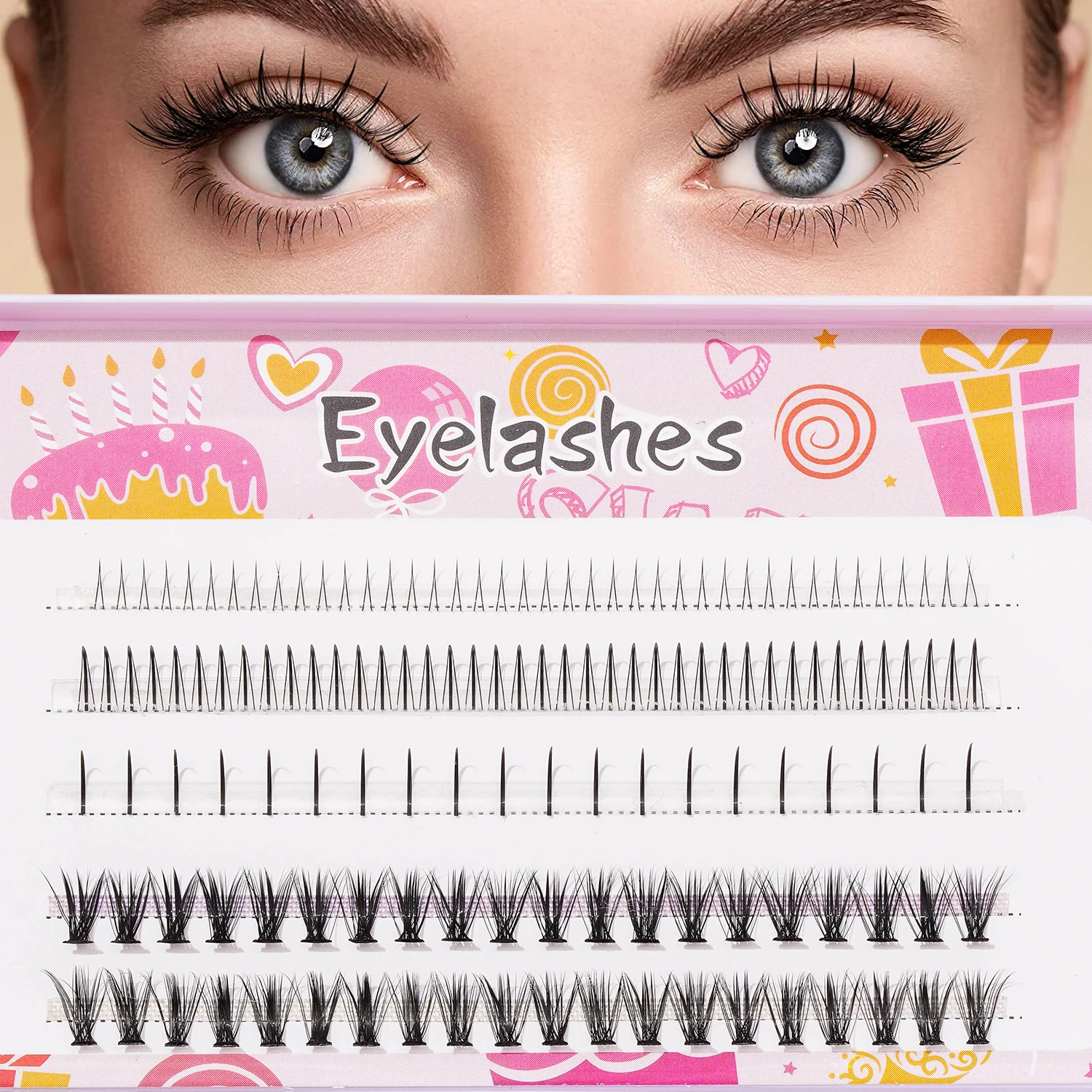 Ciglia naturali MIX Cluster per ciglia Estensioni ciglia sottili 8-12MM Estensioni ciglia individuali Fai da te a casa