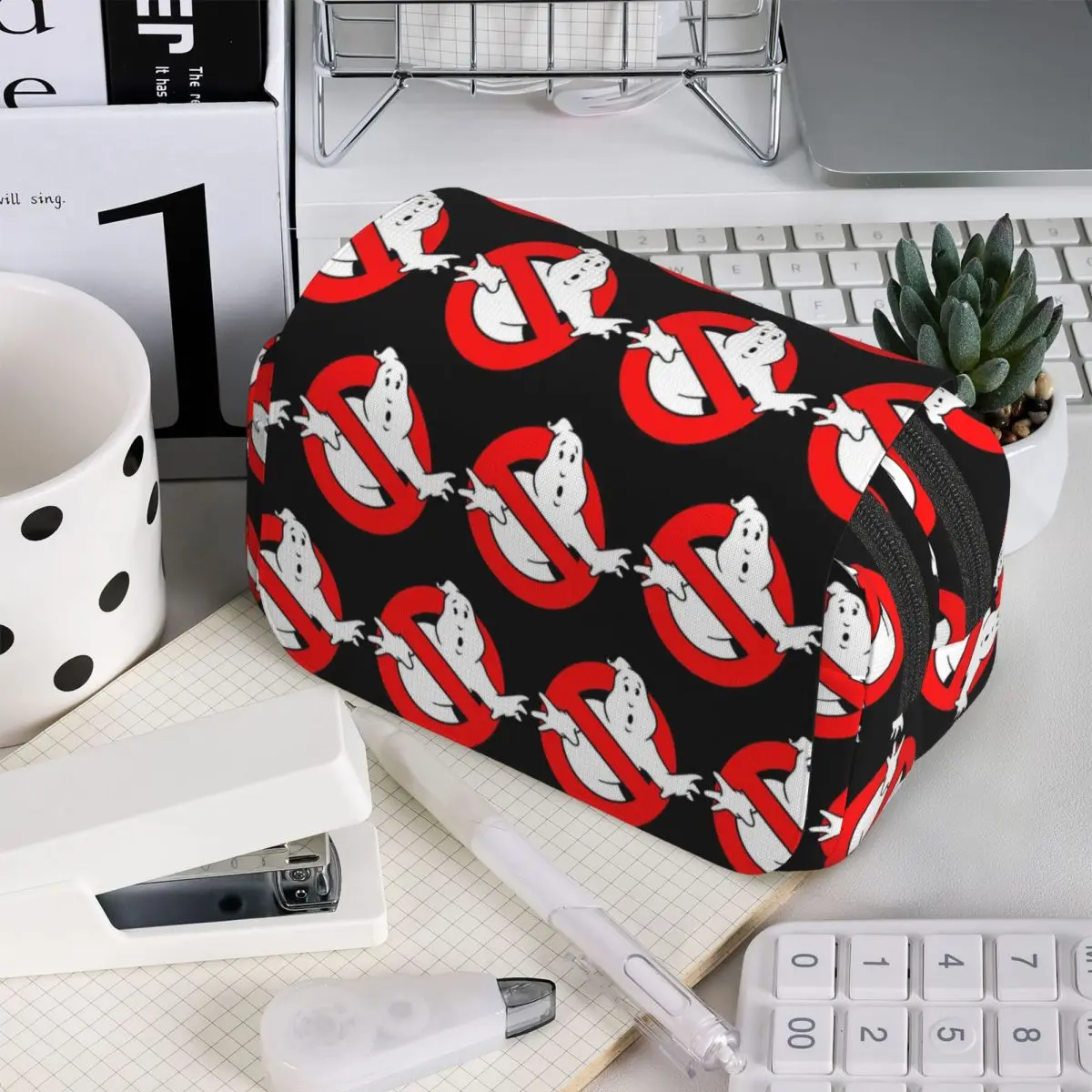 The GhostBusters Logo Pattern Pencil Case for Studen Gifts Pen Box Pencil Bag Stationery Supplies Pen Holder Bag
