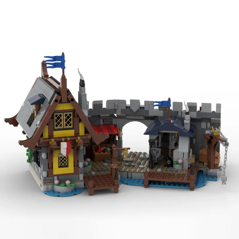 

MOC building blocks assemble toy Medieval harbor model 1226pcs Creative holiday gift for all architecture lovers