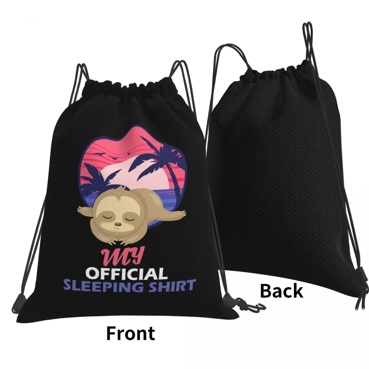 Sweet Sloth Sleeping - Official Sleep Backpacks Portable Drawstring Bags Shoes Bag Book Bags for Travel Students