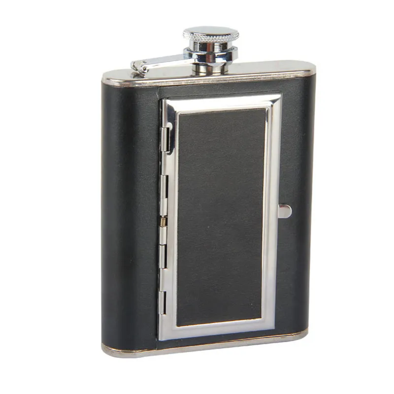 Creative Flask Cigarette Flagon Leather Hip Flask 6oz Whiskey Liquor Metal Alcohol Flask Metal Liquor Bottle Leather Bottle