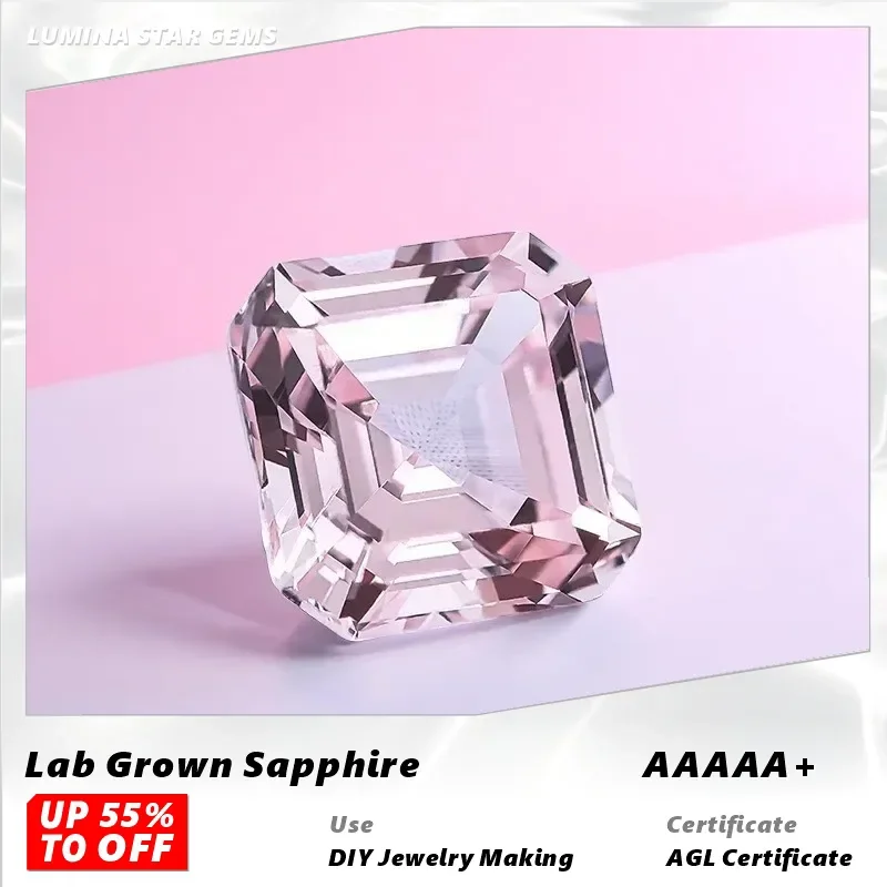 

L-Morgan Pink Lab Grown Sapphire Asscher Cut Charms Gemstone DIY Advanced Jewelry Making Materials Selectable AGL Certificate