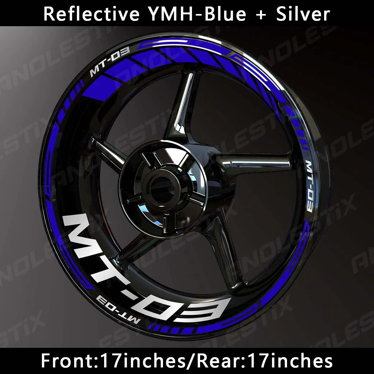 AnoleStix-Reflective Motocicleta Roda Adesivo, Hub Decal, Rim Stripe Tape, Fit para YAMAHA MT-03, MT03