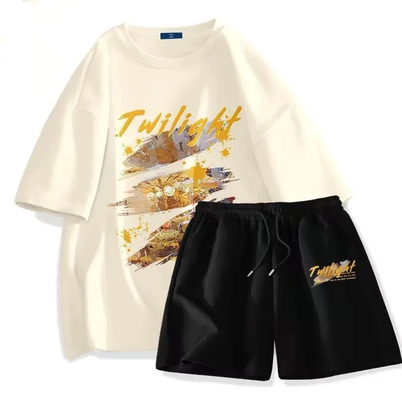 

Summer Suit, Male American Trendy Brand, Handsome and Loose Men's Short-sleeved Shorts, A Complete Set with Two Sports Suits