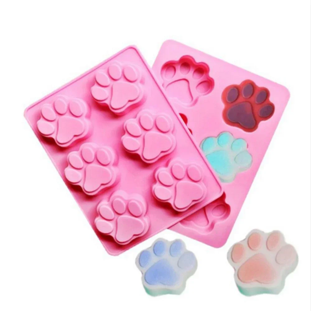 Molde de silicona con huella de perro para hornear, moldes para pasteles, cortador de galletas de hueso, 3D Fondant, DIY, Pata de Gato, accesorios