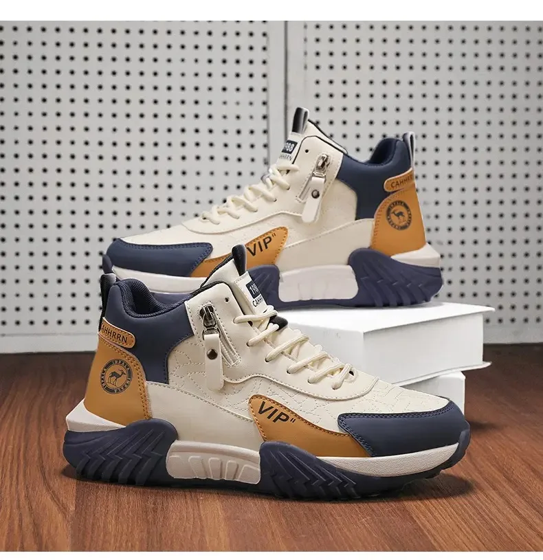 

Purchased goods Winter Men's High-Top Fleece-Lined Warm Cotton Sneakers Casual Trendy Shoes With Thick Sole sneakers men