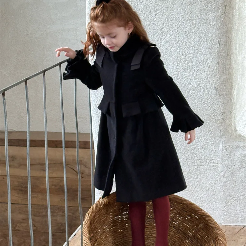 

Winter Children Girl Trench Coat Cotton Padded Thick Warm Bow Kid Girls Princess Overcoat Elegant Fleece Infant Baby Girl Jacket