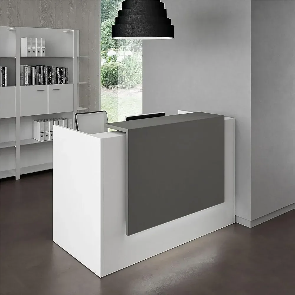 

Modern Reception Desk, Multifunctional Modern Transaction Counter Top, Laminate Desktop, Standing Front Table for Office, Home