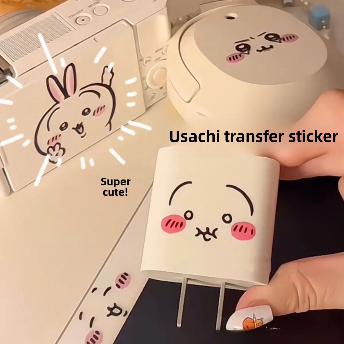 Adesivos de Transferência Usagi, Adesivos de Expressão de Desenho Animado Jiyi, Adesivos Faciais de Cristal Usagi, Adesivos Decorativos para Carregador e Caderno