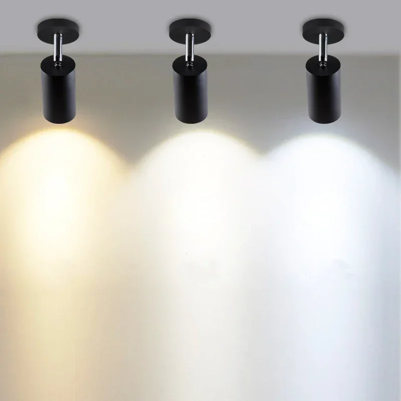 360° Rotating Surface Mounted LED Spotlight GU10 Bulb Nordic Open Mounted Downlight Ceiling Lamp for Background Lighting