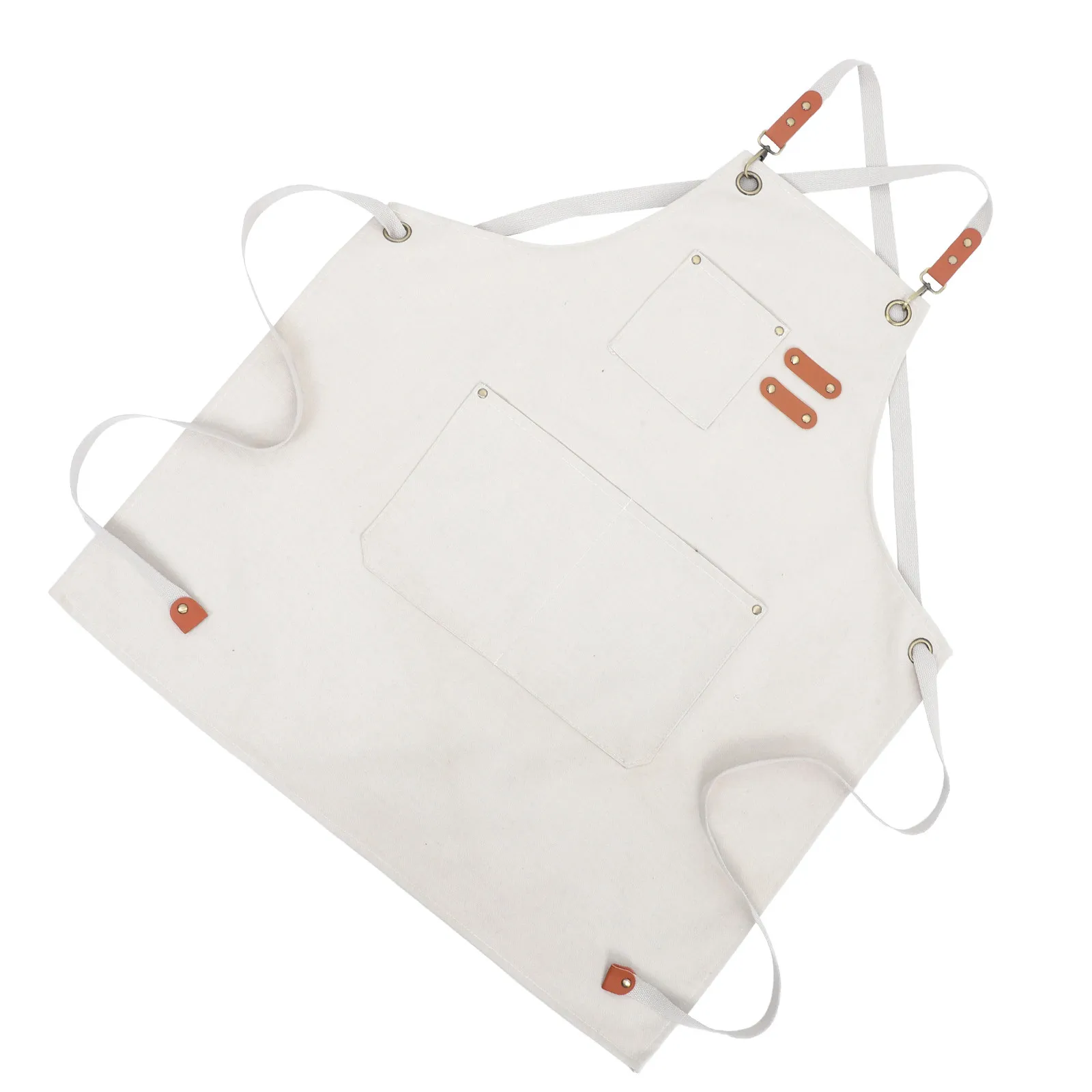 Canvas Multi Pocket Kitchen Apron Waterproof for Women Men Hairstylist Oil Proof Working Smock for Home Cleaning Dishwashing
