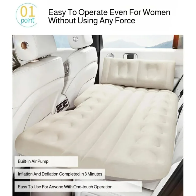 

Car Backseat Portable Inflatable Mattress, Multifunctional Air Pump USB Charging Travel Bed, Ideal for Road Trips Camping Use
