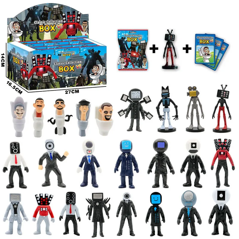 

24Pcs/Set Skibidi Toilet Figure Toys With Card Camerman Titan TV Camera Man Action Figures Decoration Toys For Kids Navidad Gift