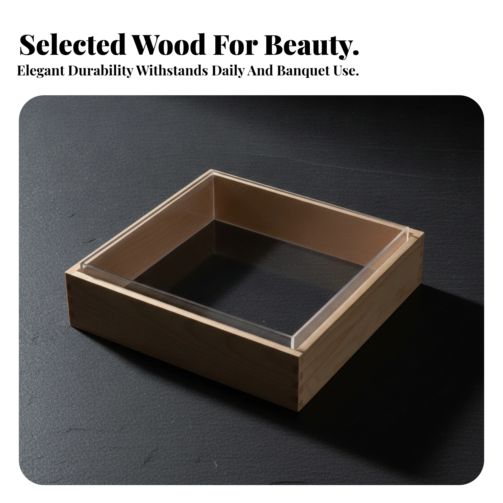 Wooden Sashimi Display Box with Insert Natural Wood Grain Serving Tray for Banquet Table Presentation