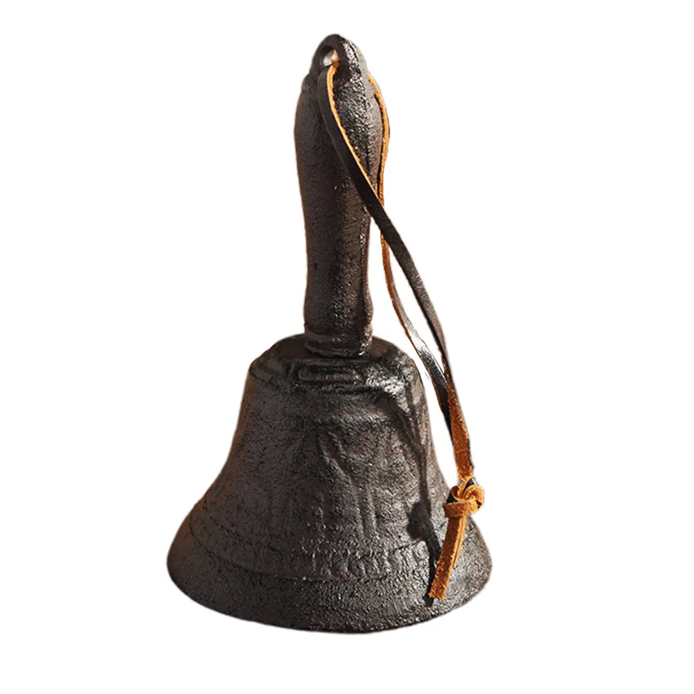 Retro Iron Hand Bell Archaize Design Chic Home Office Decor Feng Shui Ornament Signal Bell Gift for Friends Family School Use