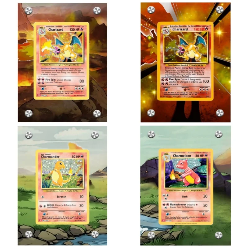 Pokemon Charizard tarjeta ladrillo Charmander Charmeleon Ptcg Diy figuras de juguete de acción acrílicas Anime juego colección estante de exhibición regalos
