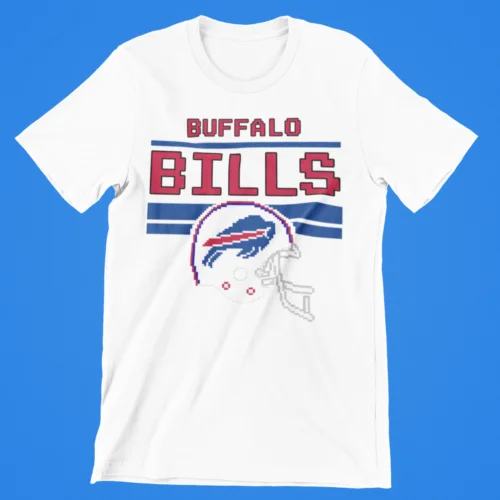 Buffalo Bills Tecmo Bowl Throwback Retro NES Pixel Art 8 Bit Graphic T-Shirt