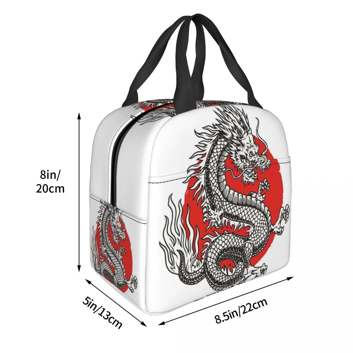 Dragon Red Moon Pattern Insulated Lunch Bag for Women Kids Leakproof Food Boxes Thermal Lunch Box Tote