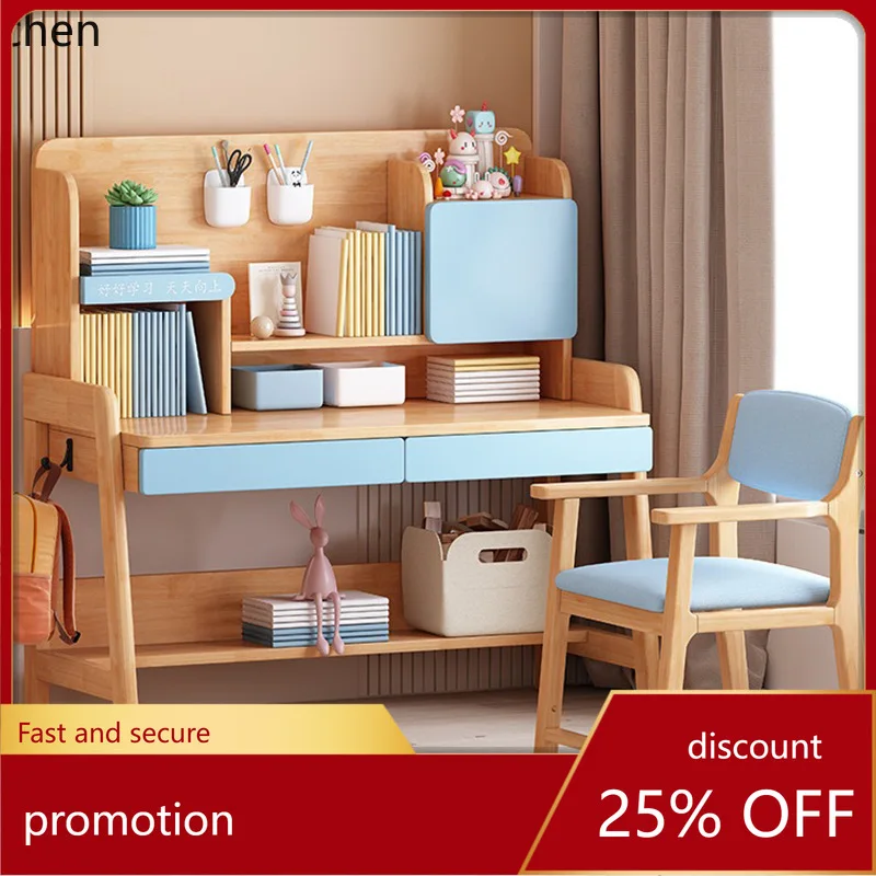 

Hxl solid wood study desk bedroom writing set adjustable height desk and chair