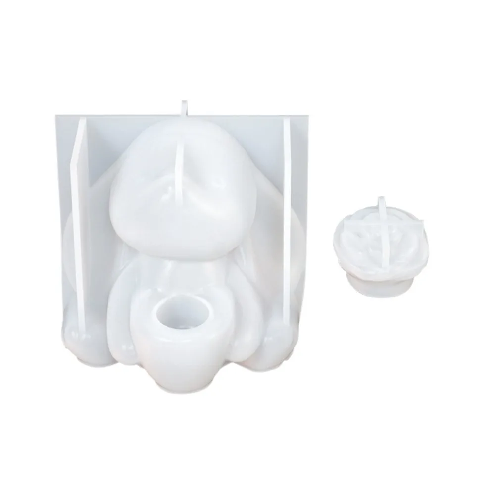 

Cartoon Easter Bunny Silicone Mold Non-Stick Handmade Rabbit Holding Vase Mold Heat Resistant Flexible Bunny Candle Mold