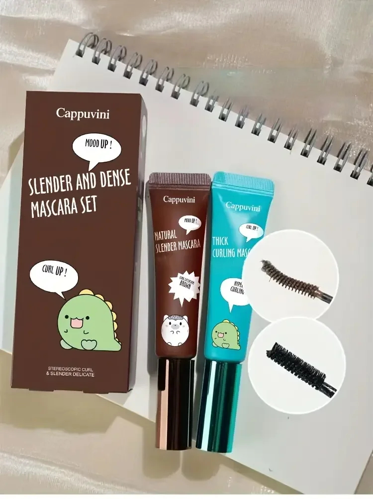 ชุดมาสคาร่ากระชับสัดส่วนและเพิ่มวอลลุ่ม - ชุดมาสคาร่าสีน้ําตาลและสีดํา, มาสคาร่าแต่งหน้าขนตากันน้ําและติดทนนาน Curl Non-smudge