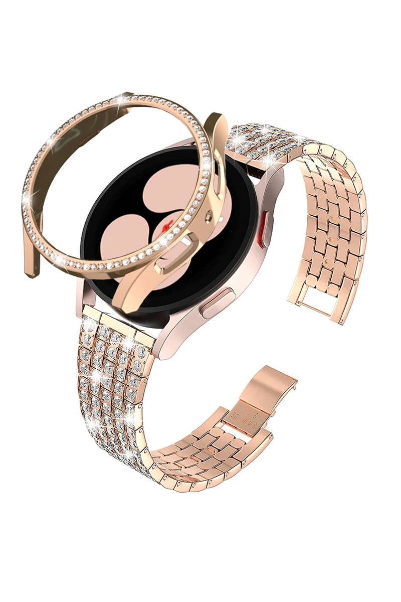 Suitable for Samsung Galaxy Watch4/5/6/5pro/classic metal diamond-encrusted strap with quick release and adjustment.