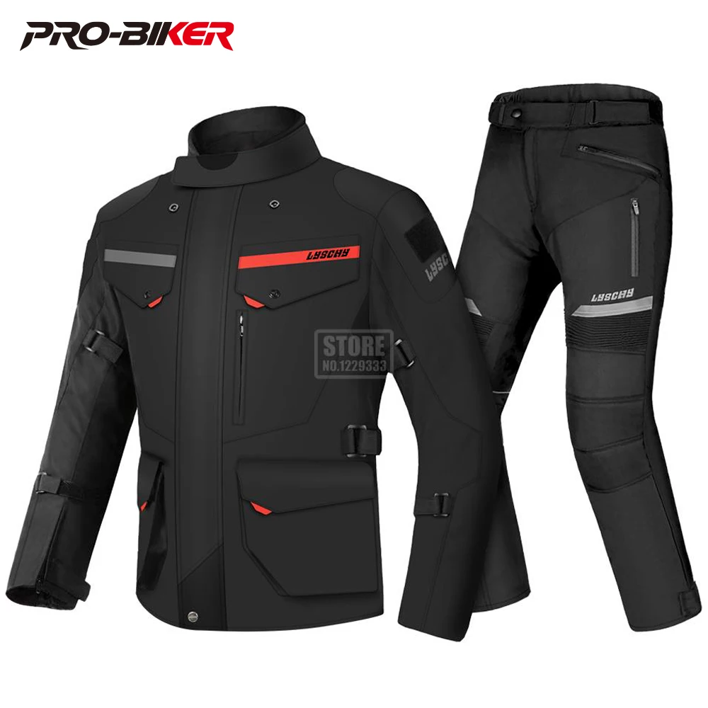 

LYSCHY Motocross Jacket Pants Waterproof Motorcycle Riding Clothing Jacket Men Anti-fall Off-road Rally Suit With Remove Linner