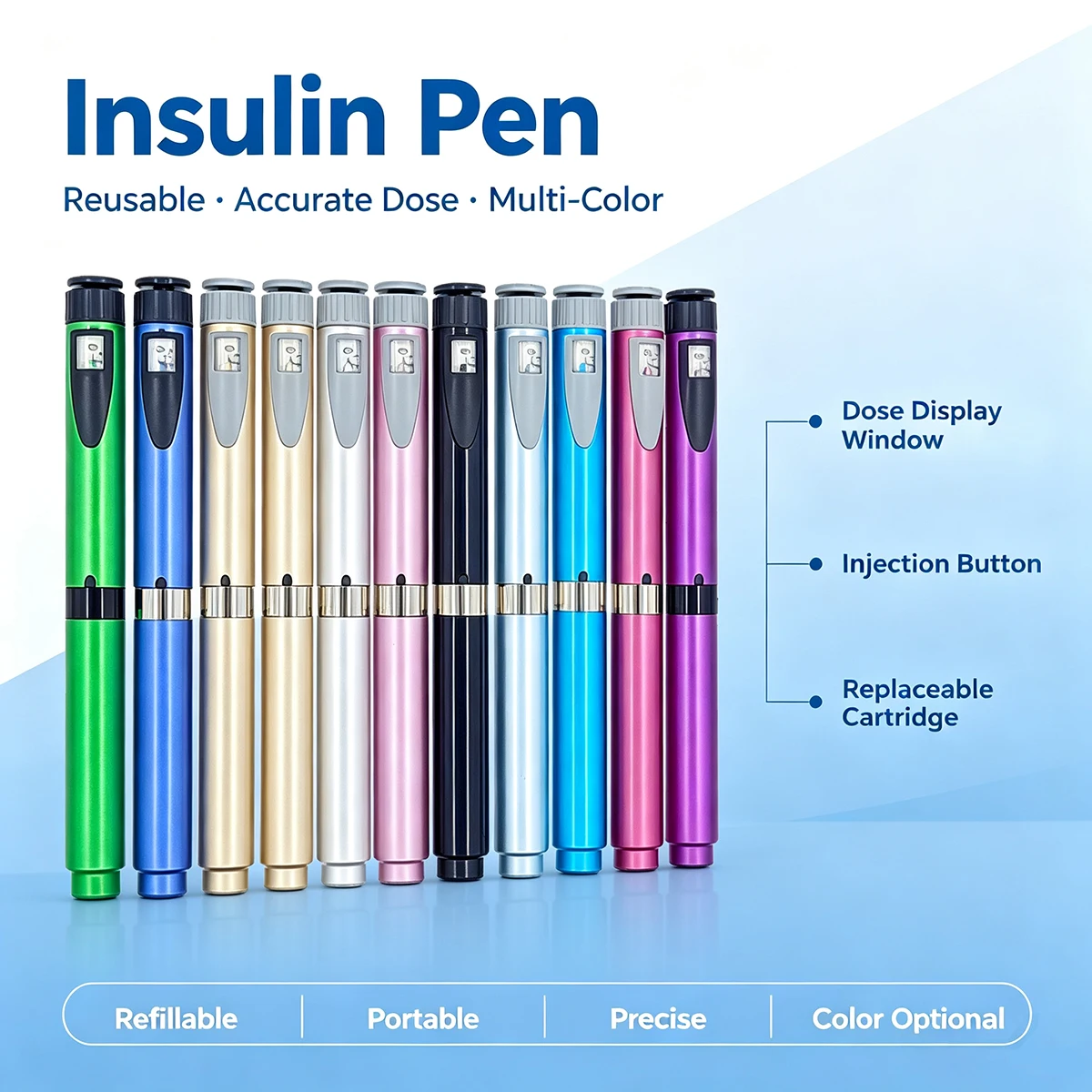 Reusable Magic Pen Peptide V2 Injector Multicolor Beauty Dosing Pen Professional Wrinkle Removal Beauty Injection Tool