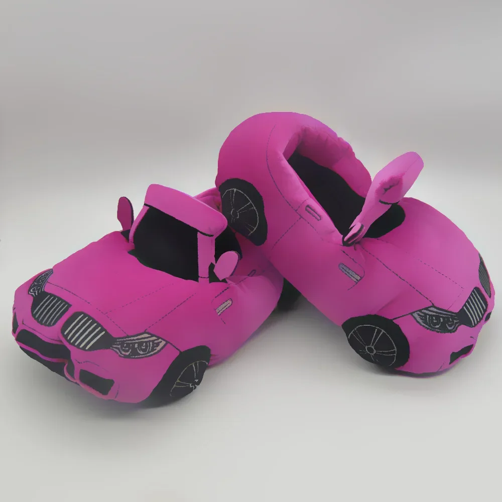Fashionable Sports Racing Car Shape Cotton Slippers Winter Warm Indoor Plush Anti-Slip Feature for Summer Spring Autumn Seasons