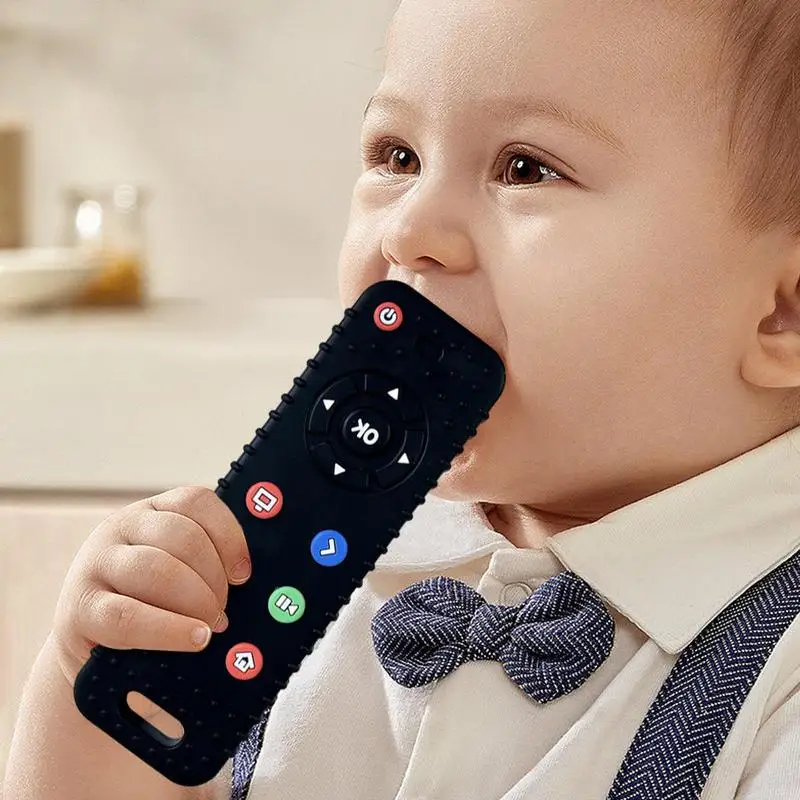 Babies Teether TV Remote Control Shape Teether Silicone Teethers For Babies For Soothe Babies Teething Relief 6-12 Months