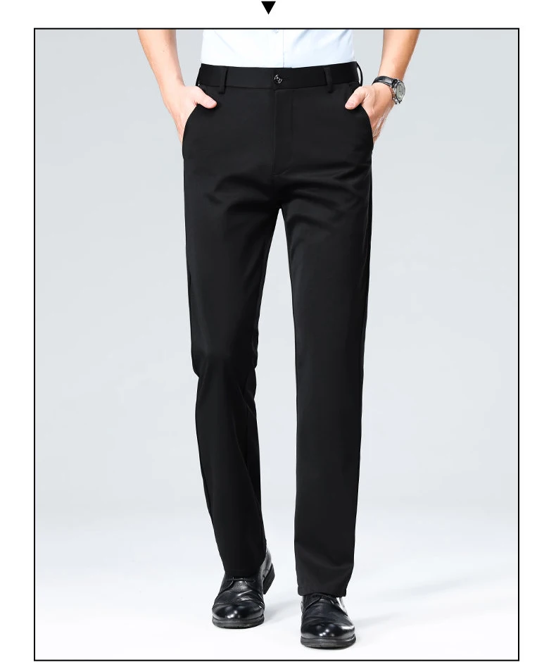 Herren Regular Fit Anzughosen Business Casual Hosen mit Stickerei Stretch Golfhosen Party Leichtgewicht Hosen – Detail 8