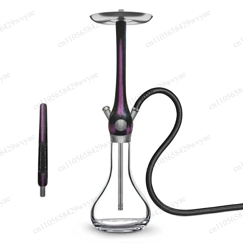 75cm Large Wooden Hookah Set, Single Hose Premium Shisha Kit With Glass Base