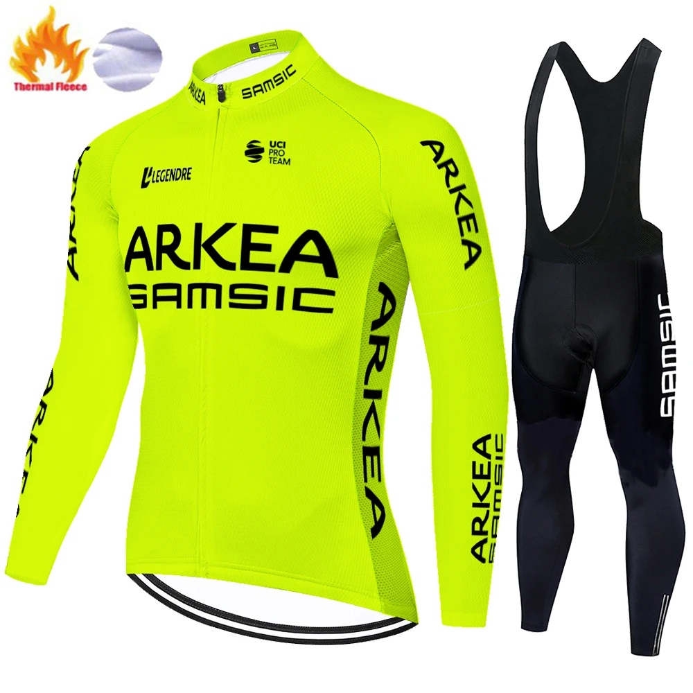 2024 ARKEA SAMSIC Team Cycling Jersey Set Winter Men Cycling Clothing Long Sleeve Thermal Road Bike Shirts Suit Bicycle Kits MTB