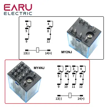 5A MY2NJ MY4NJ Reléová cívka Obecné DPDT Mikro Mini Elektromagnetický Reléový Spínač s Objímkou LED AC 110V 220V DC 12V 24V 10 nejlepší prodej Reléový spínač 220V - №3