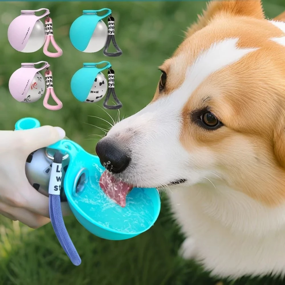

285ml Portable Stainless Steel Dog Water Bottle Leak Proof Dog Travel Water Dispenser with Bowl
