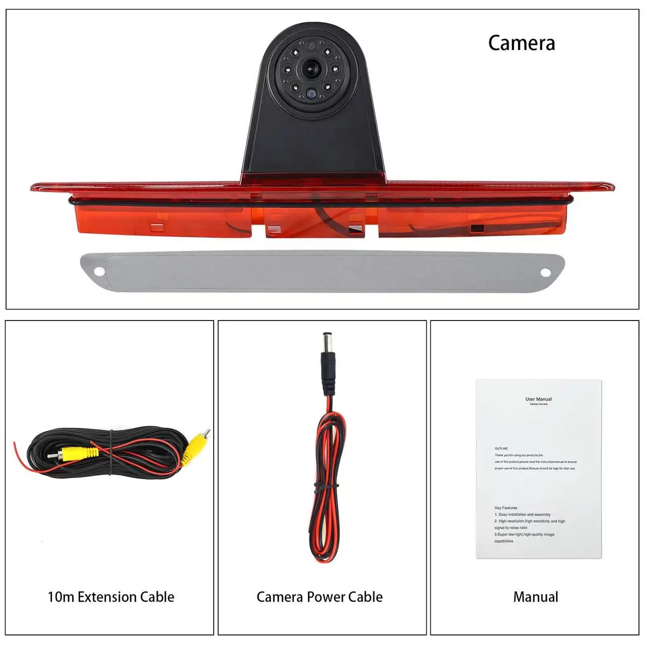 

AHD 1080P Brake light reverse camera kit with built-in LED brake light strip VW Craftsman optional 7 "rearview mirror display