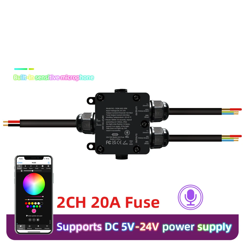 

Контроллер LED-подсветки IP65 для караоке и вечеринок, WiFi, RGB-драйвер, компонент для оборудования, корпус из поликарбоната, более 100 динамических режимов