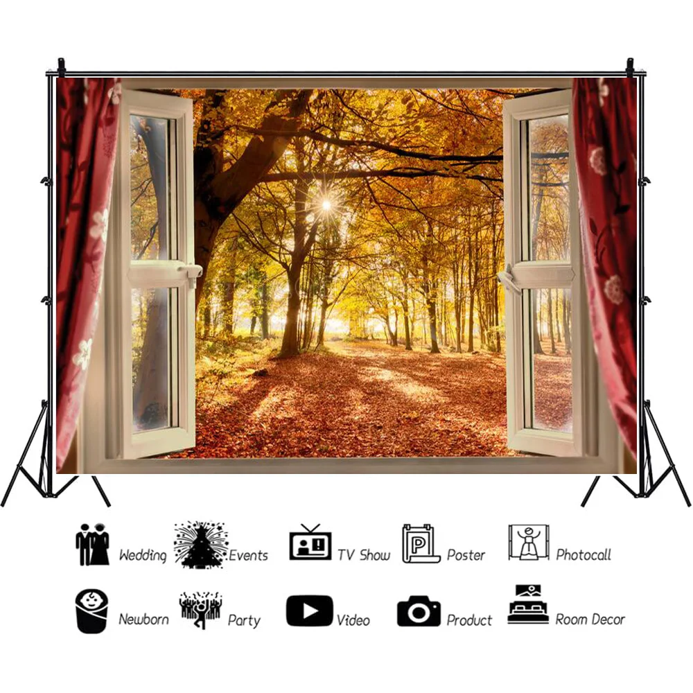 SHENGYONGBAO Art Cloth Scenery Outside The Window Photography Backgrounds Props Seaside Tree Landscape Photo Backdrops    CH-03