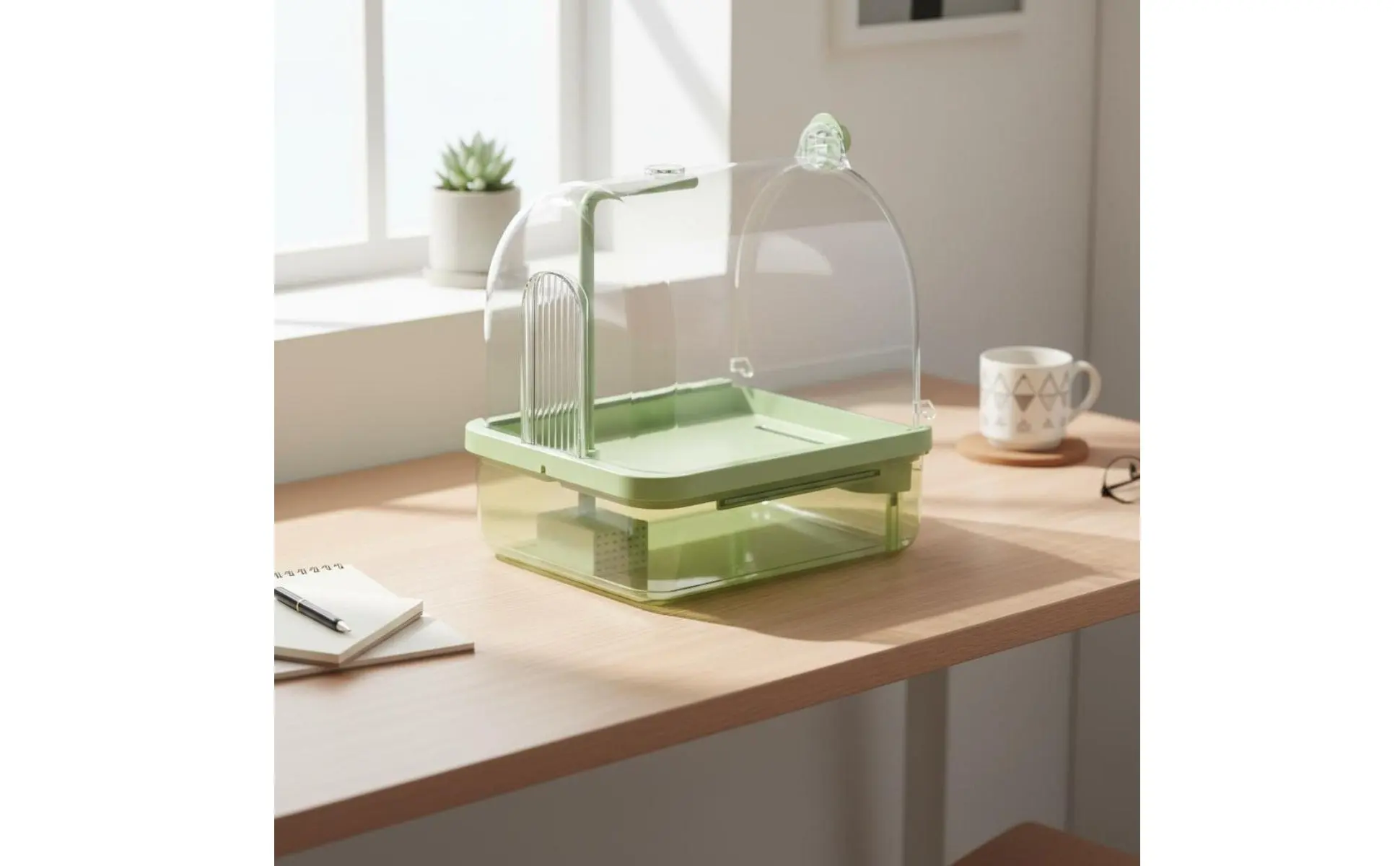 Hanging Avian Shower Transparent Panoramic View Enclosed Avian Bathing Box Parakeet Bath House Easy to Disassemble Pet Supplies