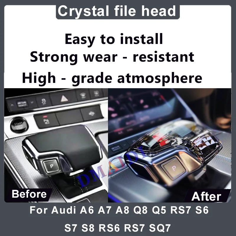 Gear Shift Knob Crystal Cover Compatible for AUDI A6 /A7/A8/Q8/Q5/RS7/S6/S7/S8/RS6/RS7/SQ7 2017-2022