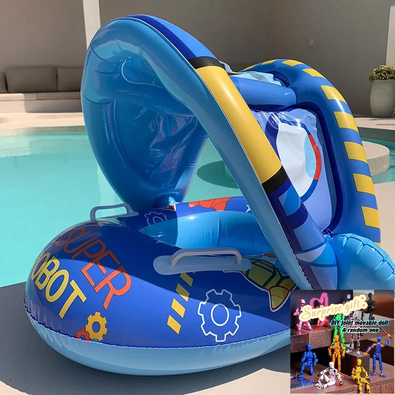 

Infant Baby Float Swimming Seat Circle Inflatable Pool Swimming Ring Baby Water Seat with Sunshade Summer Beach Party Toys 3-6y