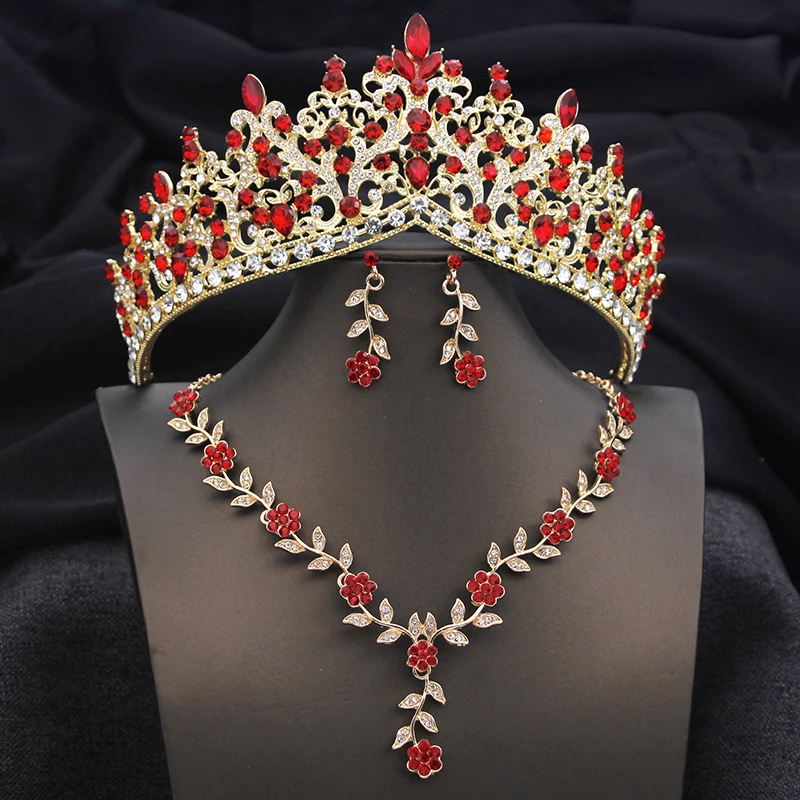 3 Pcs Tiaras and crowns costume jewelry set for women bridal jewelry sets With crown party wedding necklace Earring Birthday