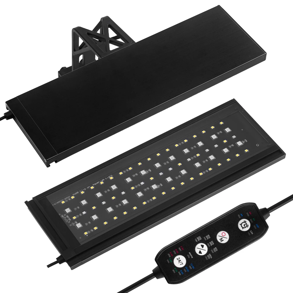 24/7 aquário espectro completo iluminação led luz 8 modos de cor desligamento função memória tanque de peixes planta aquática luz crescimento ip68