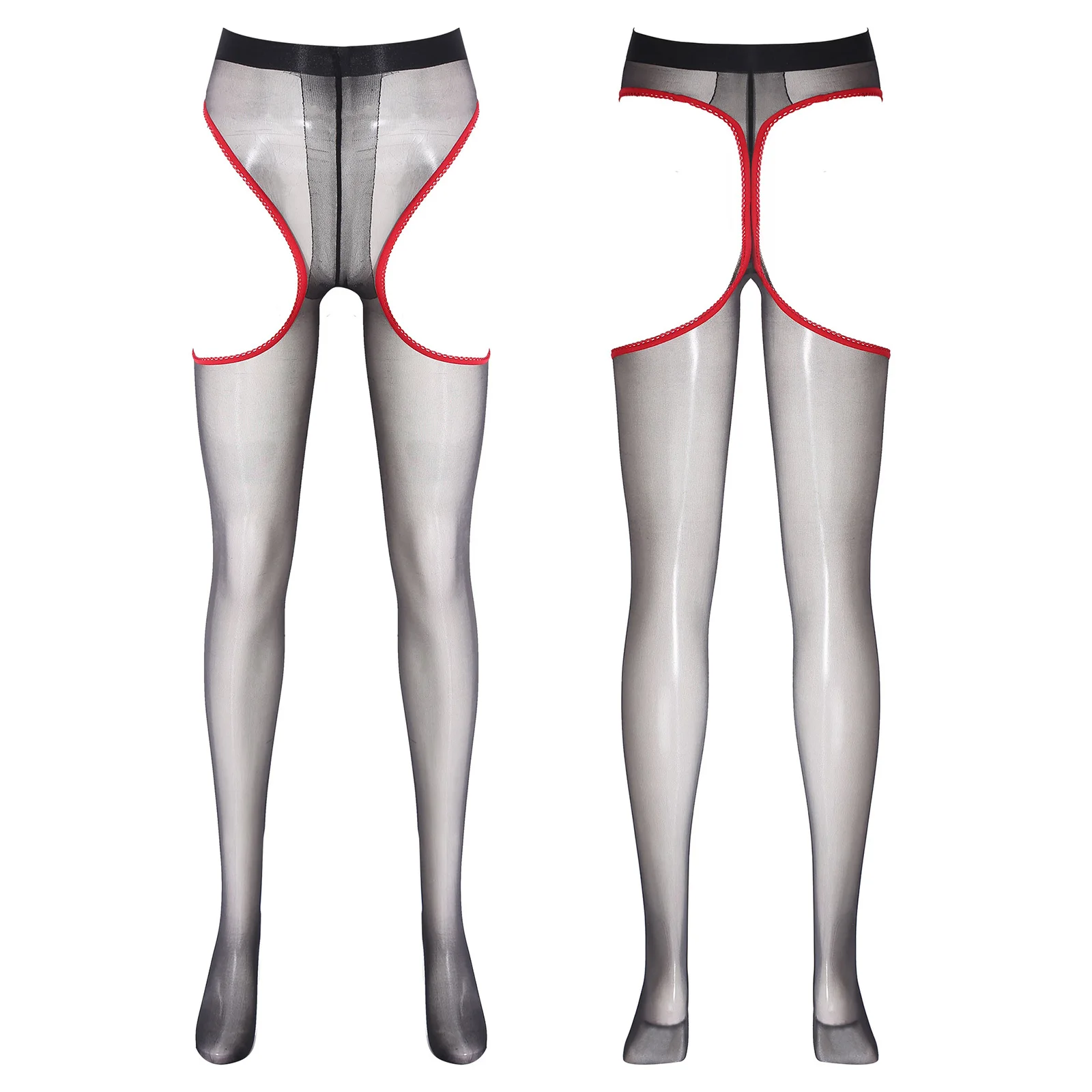 الملابس الداخلية رقيقة جدا المسيل للدموع طماق النساء الدانتيل تقليم انظر من خلال جوارب طويلة Crotchless بسط الجوارب لملابس النوم المثيرة #3