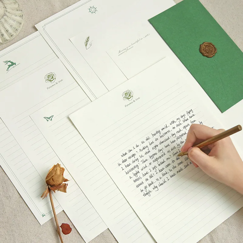 10pcs/pack of Artistic, Simple and Romantic A4 Letter Paper, with Thick and High-end Horizontal Blank Lines