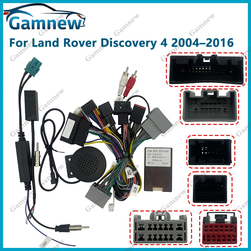 Car 16pin Wiring Harness Adapter Canbus Box Decoder Android Radio Power Cable For Land Rover Discovery 4 2010-2016