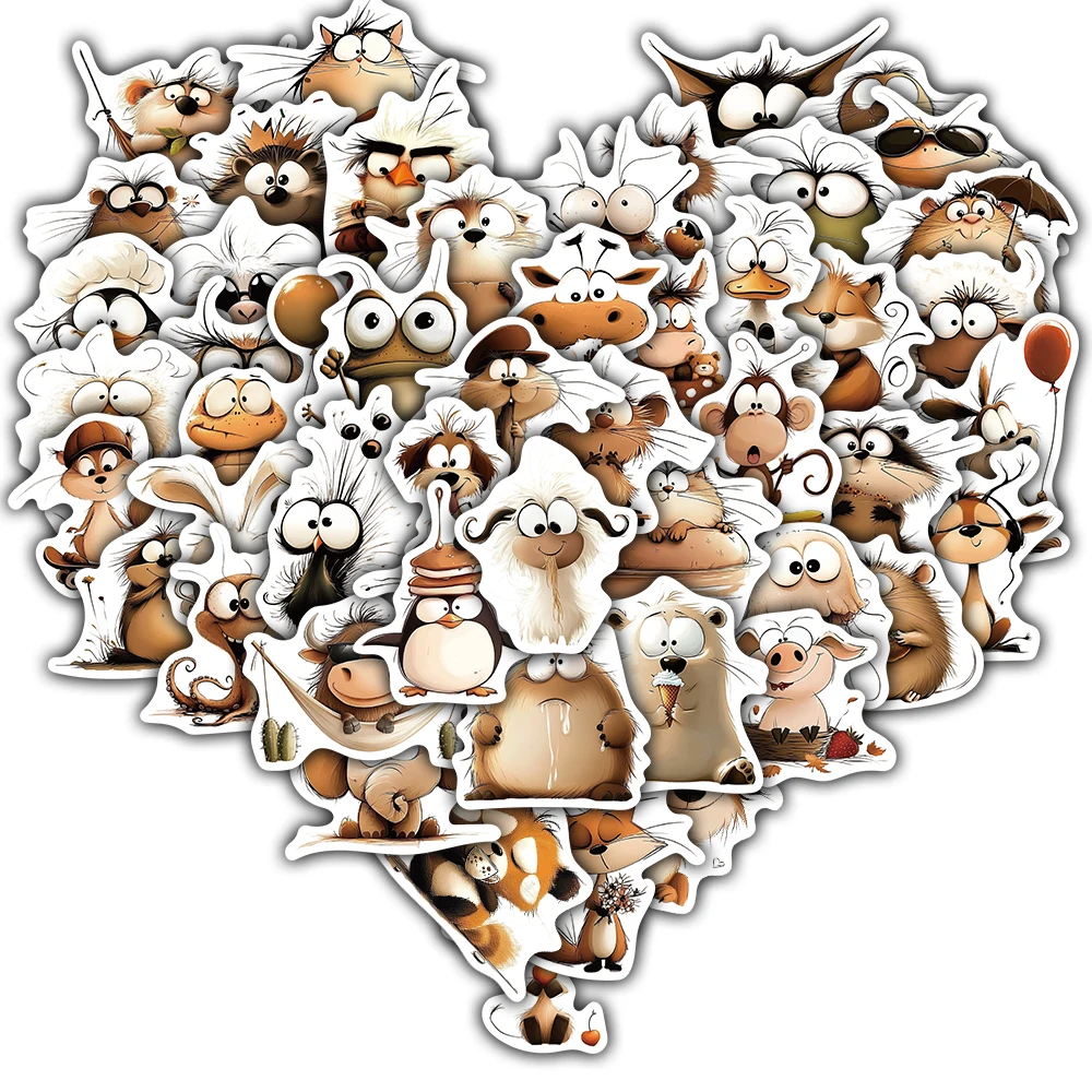 50PCS Animal Art Stickers Personalize Living Room Laptop Case Luggage Bicycle Waterproof Art Coffee Skateboard Phone Dormitory